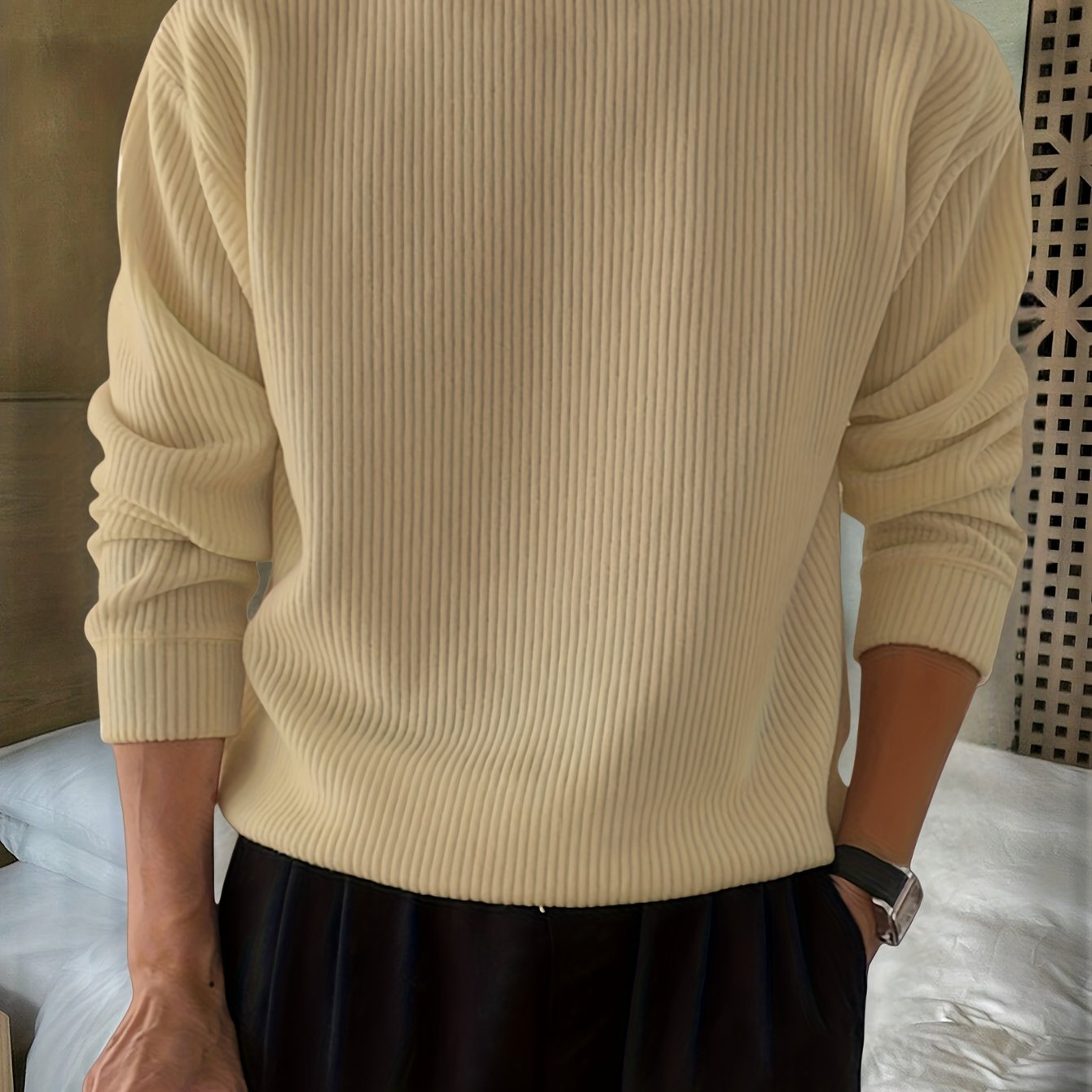 Herren Lockerer Strickpullover mit Rundhals