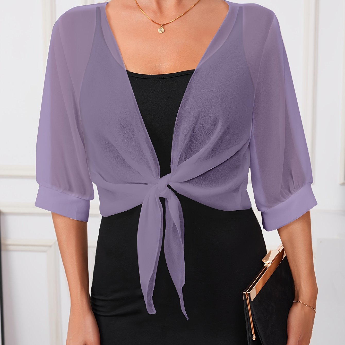 Damen Kleid mit Schal und Hemdjacke