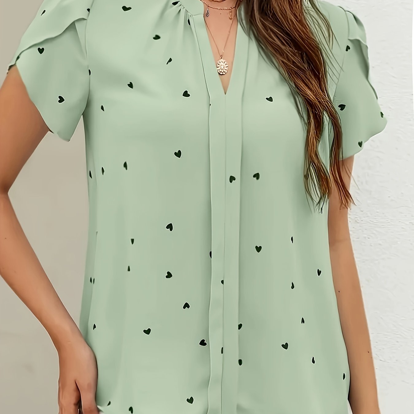Damen Casual Bluse mit Herzmuster