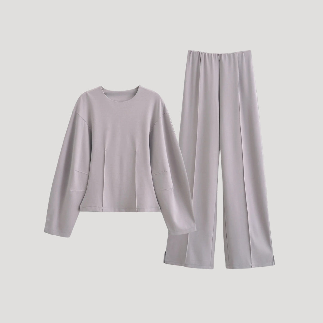 Damen Loungewear Set – Zweiteilig mit Langarm Top Relaxed Fit