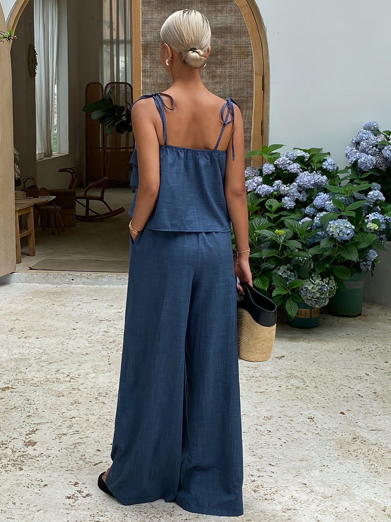 Damen 2-teiliges Set mit Rüschen-Cami und Bindehose
