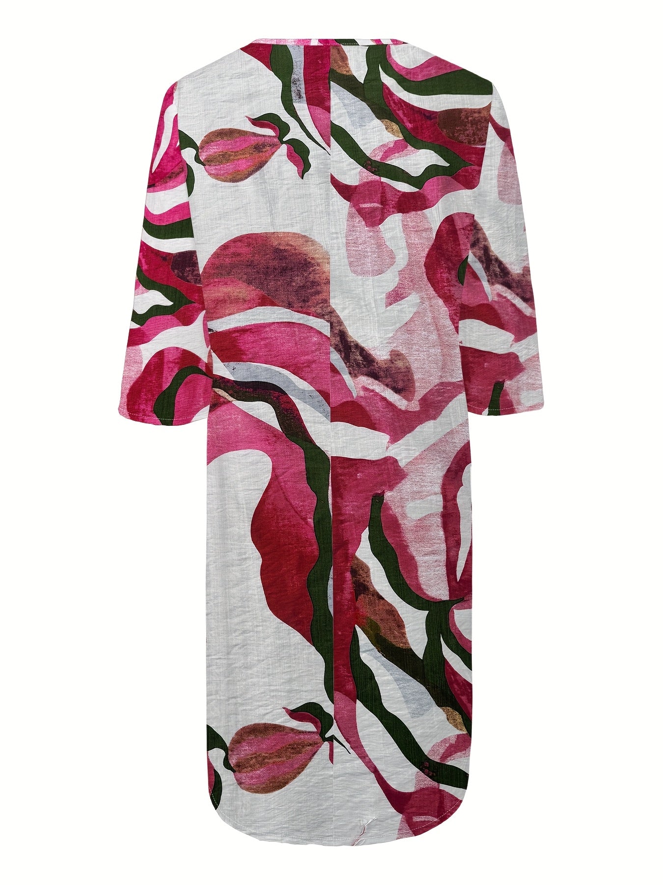 Damen Casual Kleid mit V-Ausschnitt und Blumenprint