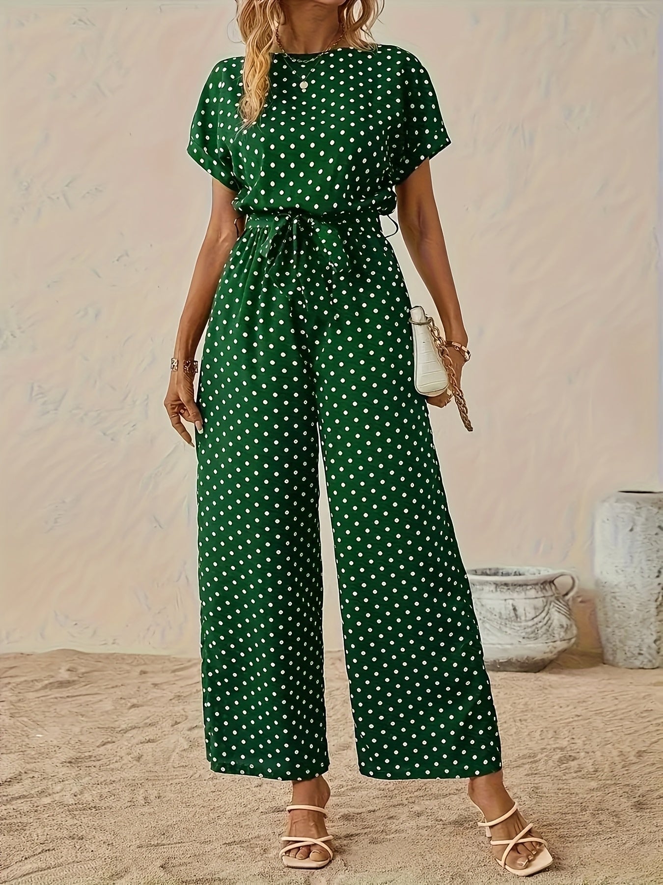 Damen Jumpsuit – Polka Dot Schulterfrei Elegant