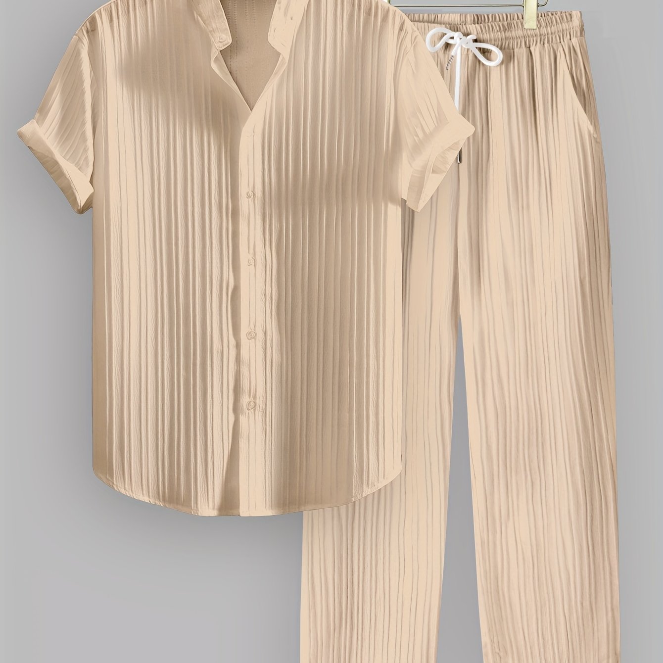 Herren Sommer Set mit Kurzarmhemd und Kordelzughose