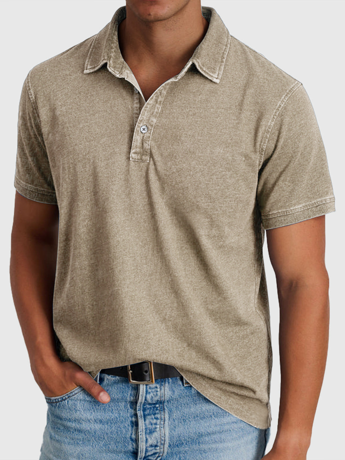 Martin Herren Polo – Baumwoll-Denim Kurzarm Lässig