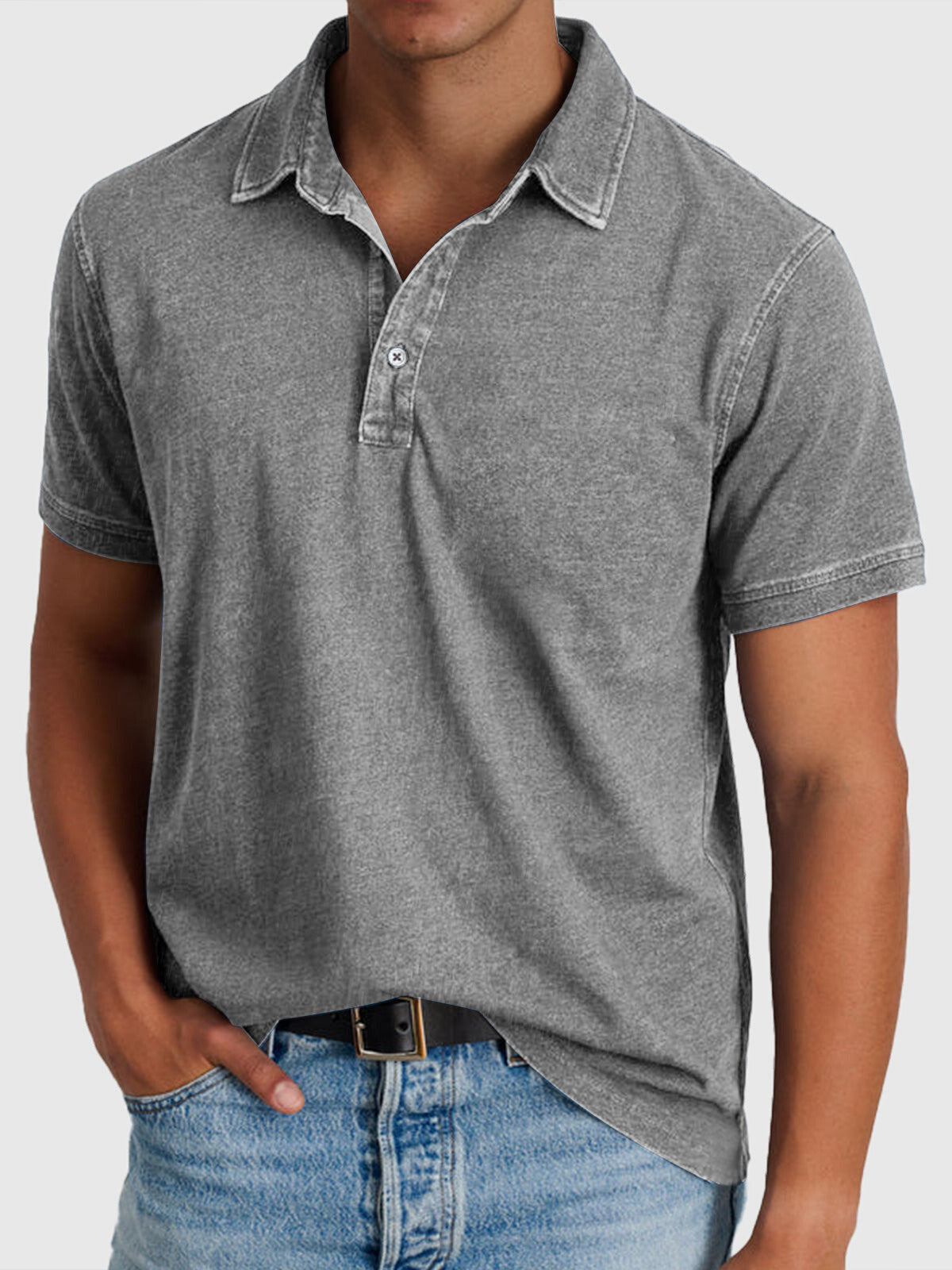 Martin Herren Polo – Baumwoll-Denim Kurzarm Lässig