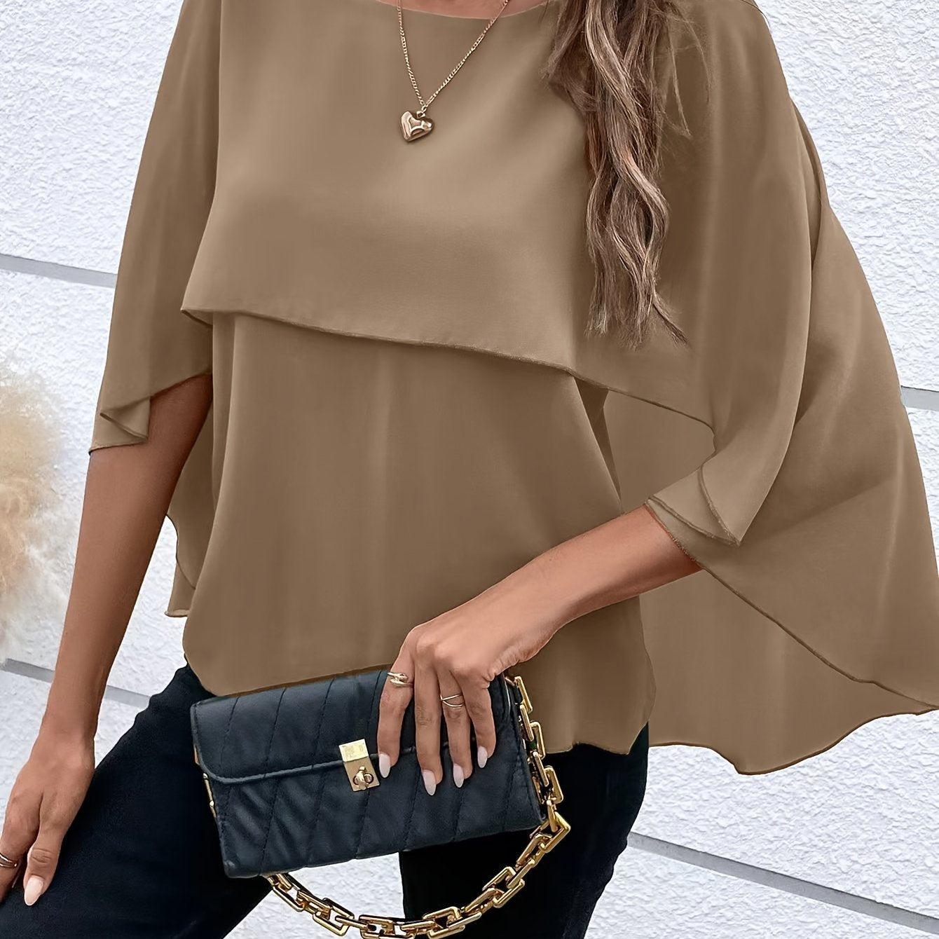 Damen Asymmetrisches Top in Einfarbigem Design