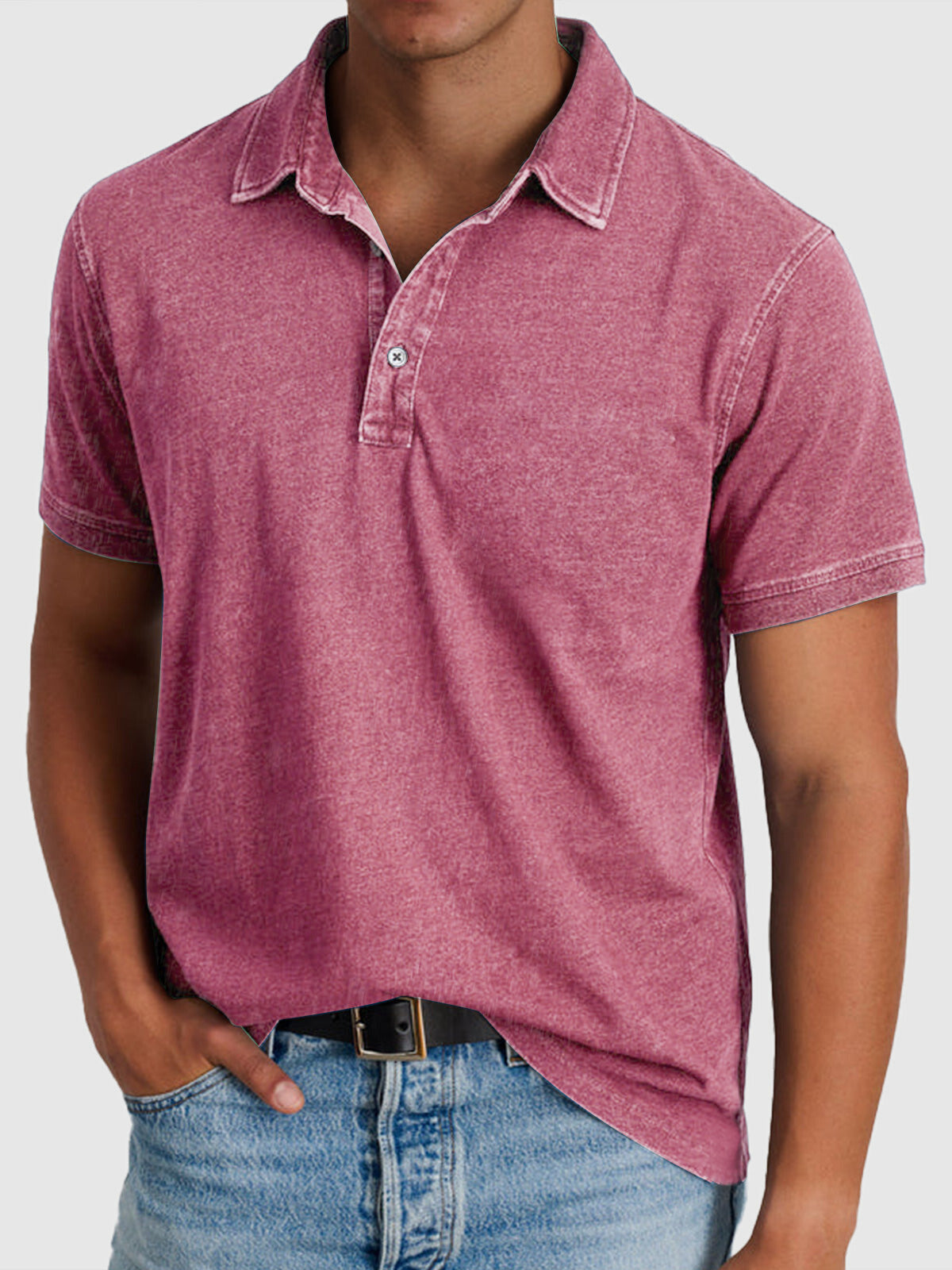 Martin Herren Polo – Baumwoll-Denim Kurzarm Lässig