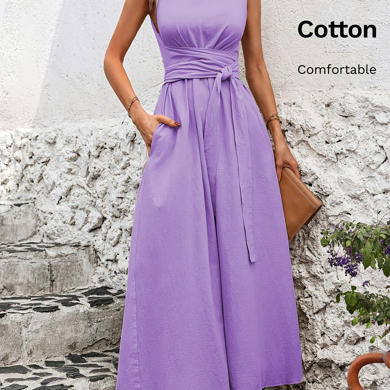 Damen Kleid – Ärmellos mit Schleifendetail Elegant
