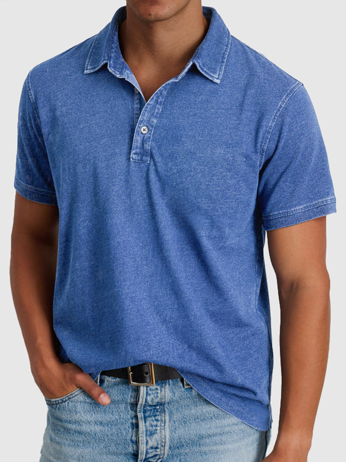 Martin Herren Polo – Baumwoll-Denim Kurzarm Lässig