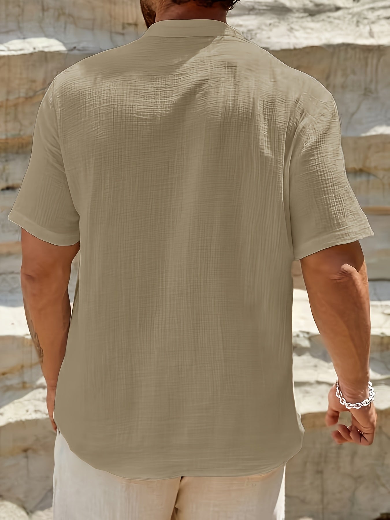 Herren Leinen-Henleyhemd für Urlaub und Strand