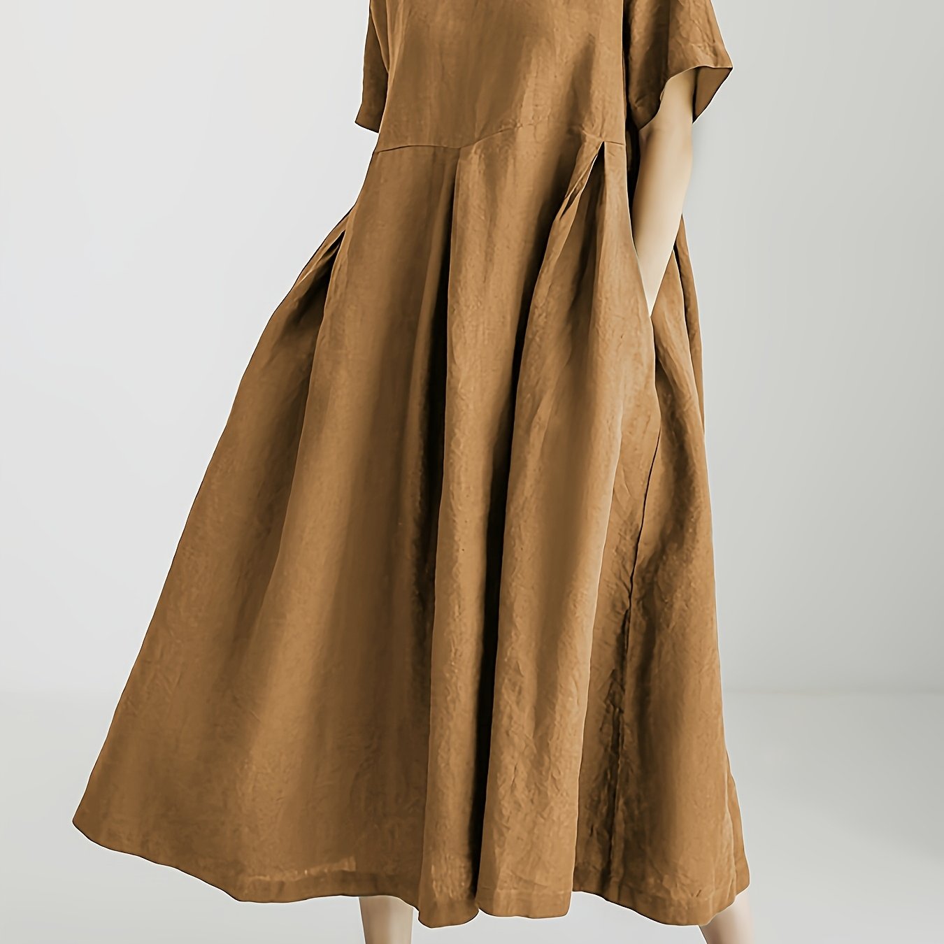 Damen Lockeres Leinenkleid für Frühling und Sommer