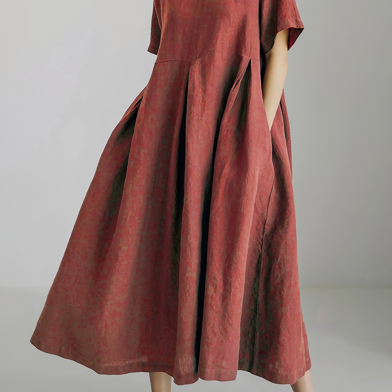 Damen Lockeres Leinenkleid für Frühling und Sommer