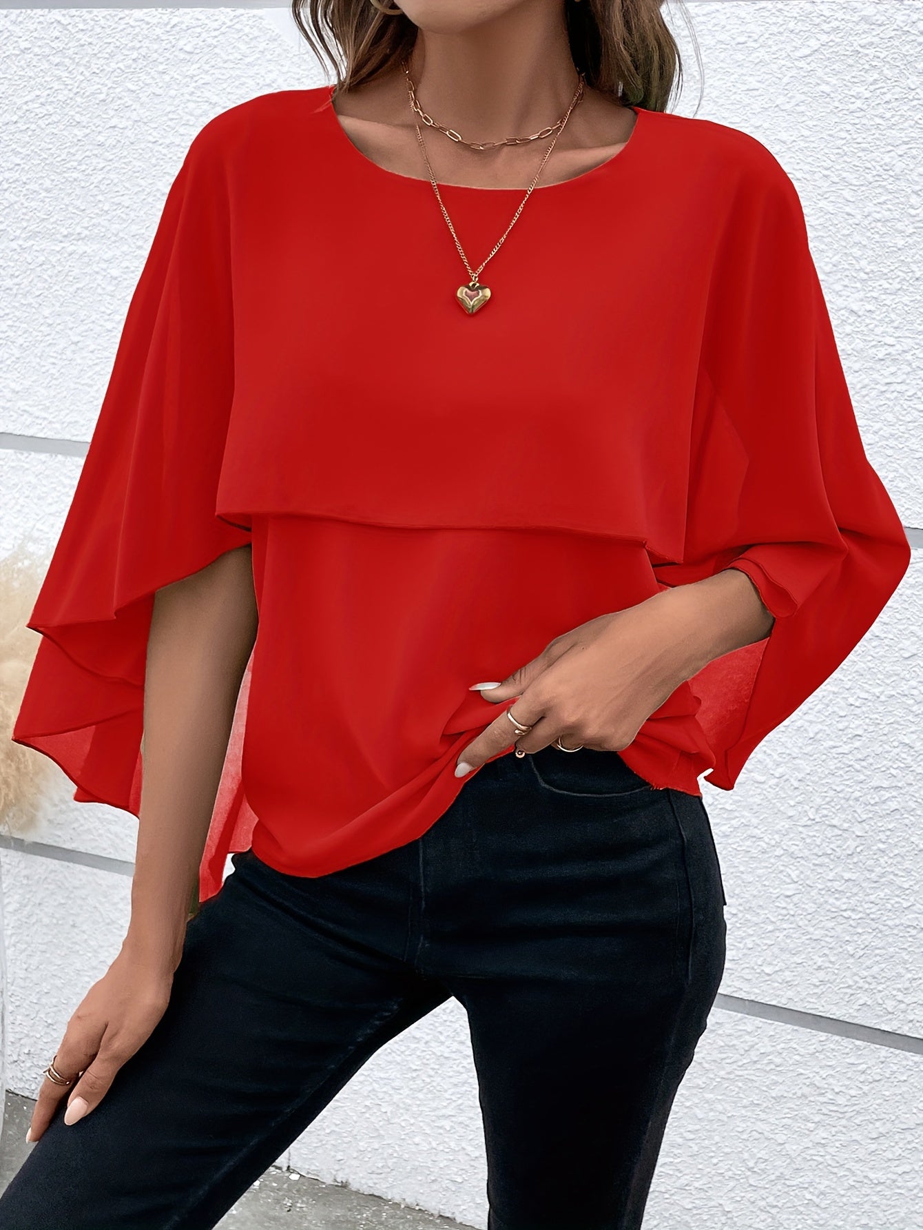 Damen Asymmetrisches Top in Einfarbigem Design