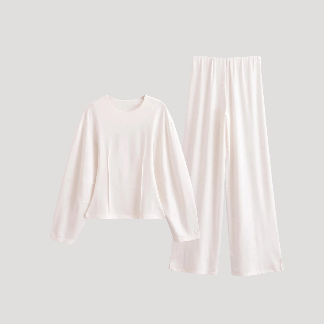 Damen Loungewear Set – Zweiteilig mit Langarm Top Relaxed Fit