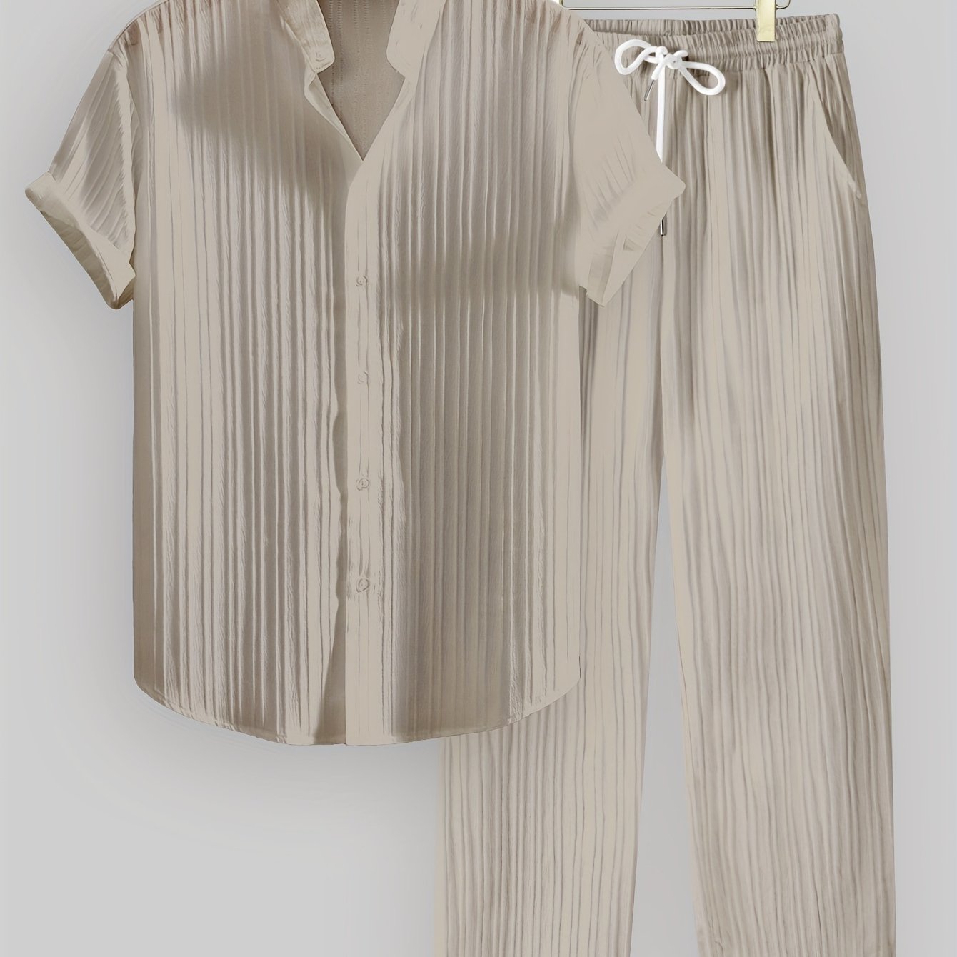 Herren Sommer Set mit Kurzarmhemd und Kordelzughose