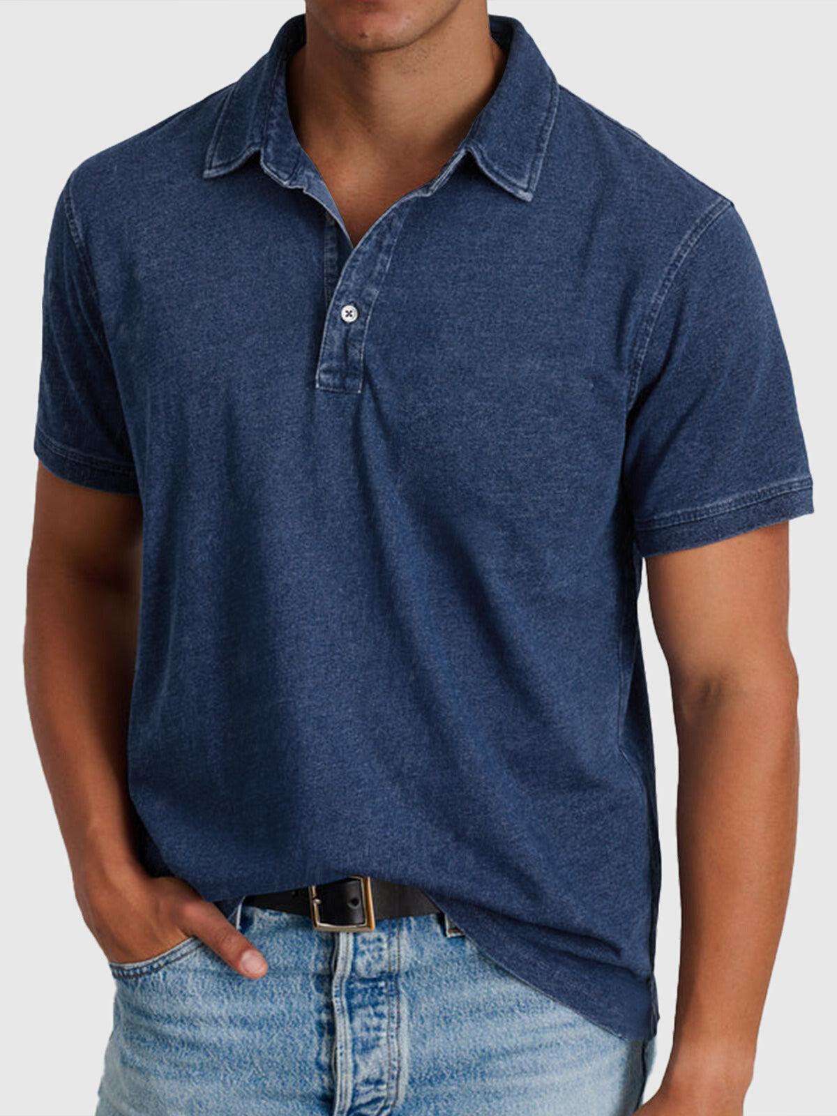 Martin Herren Polo – Baumwoll-Denim Kurzarm Lässig
