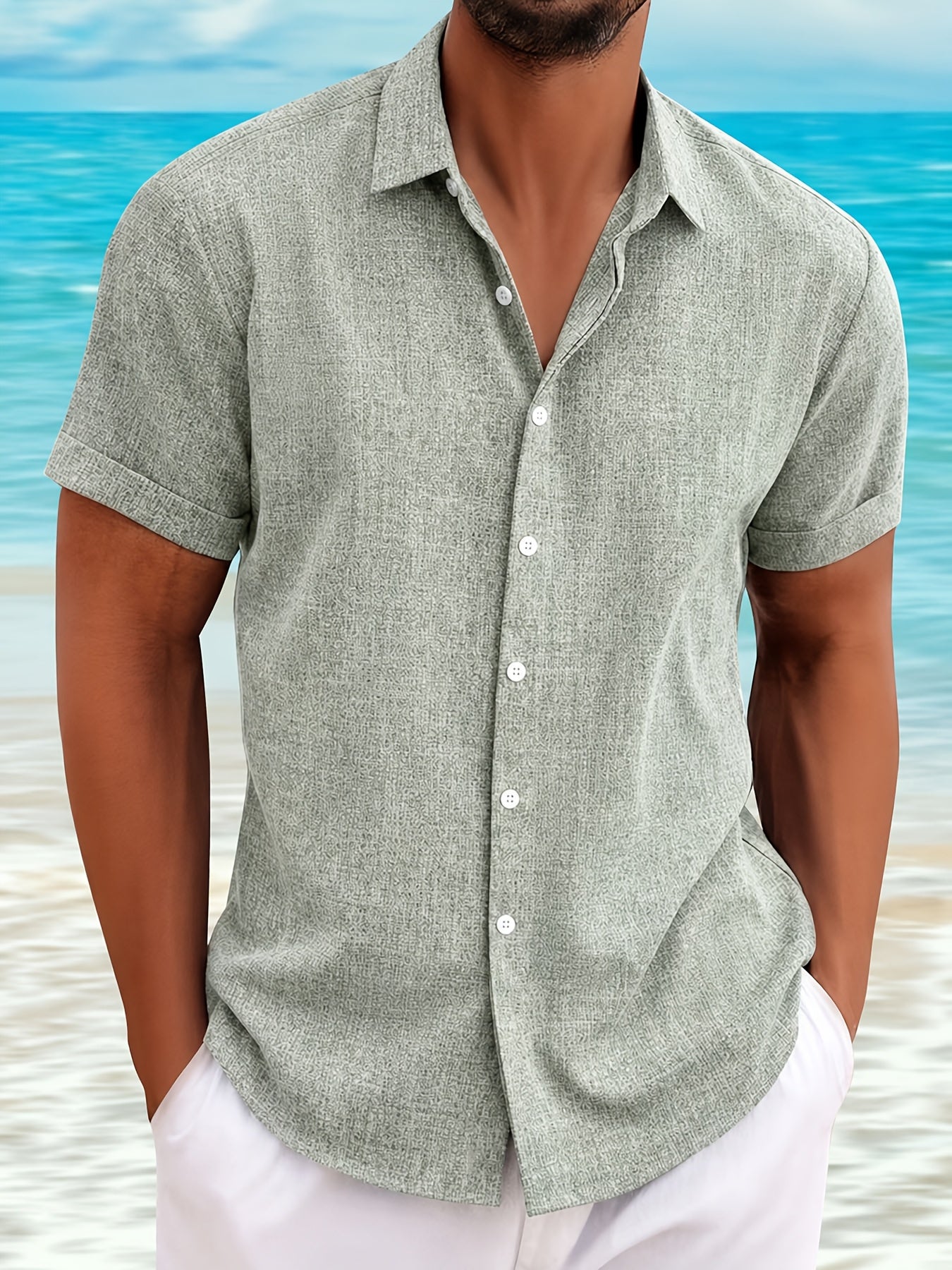 Herren Shirt – Kurzarm Button-Up Lässig Sommer