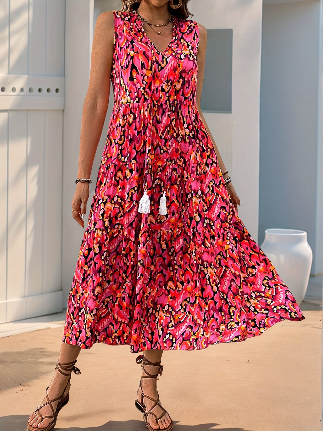 Damen Vielseitiges Wickelkleid mit Multiway-Design