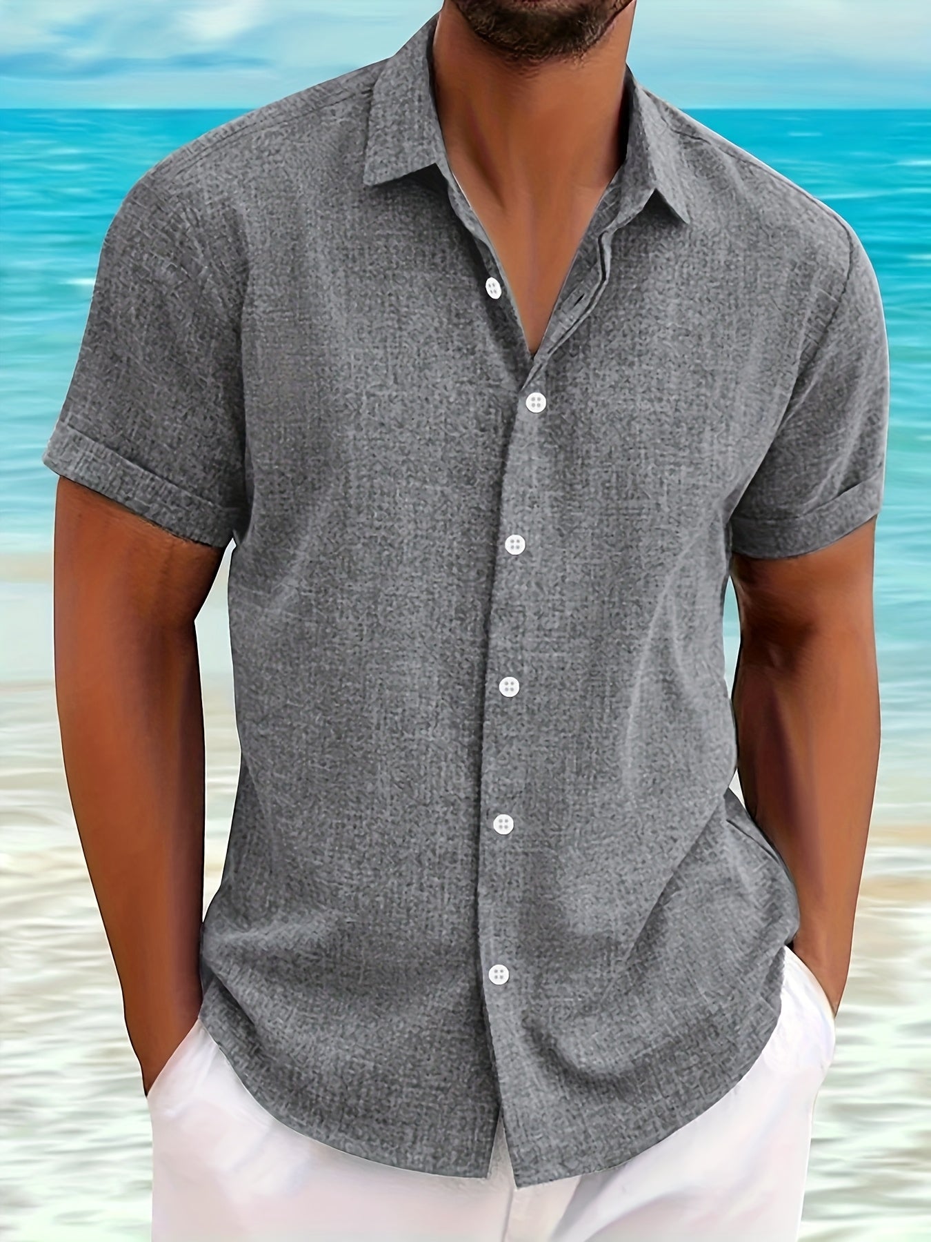 Herren Shirt – Kurzarm Button-Up Lässig Sommer