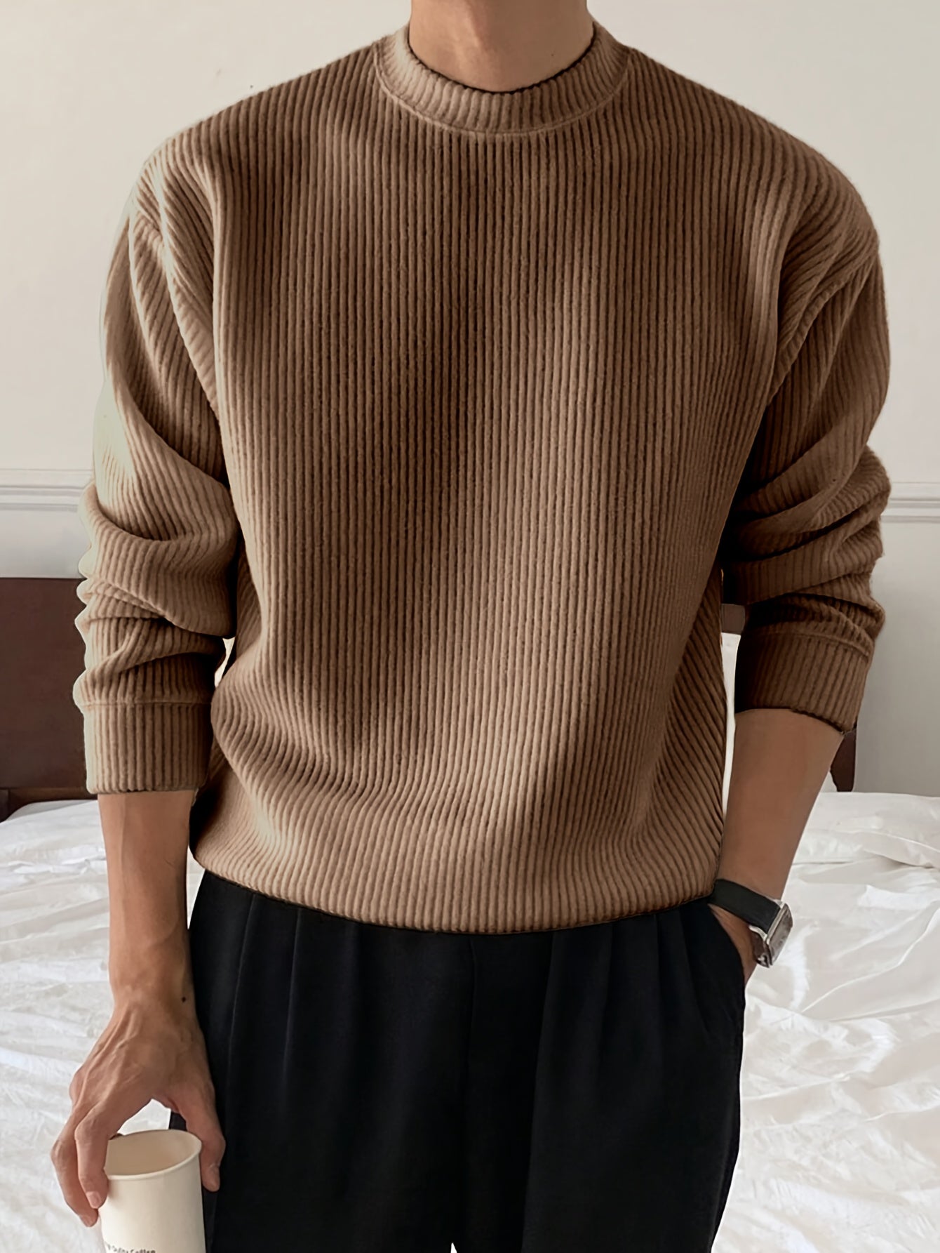 Herren Lockerer Strickpullover mit Rundhals