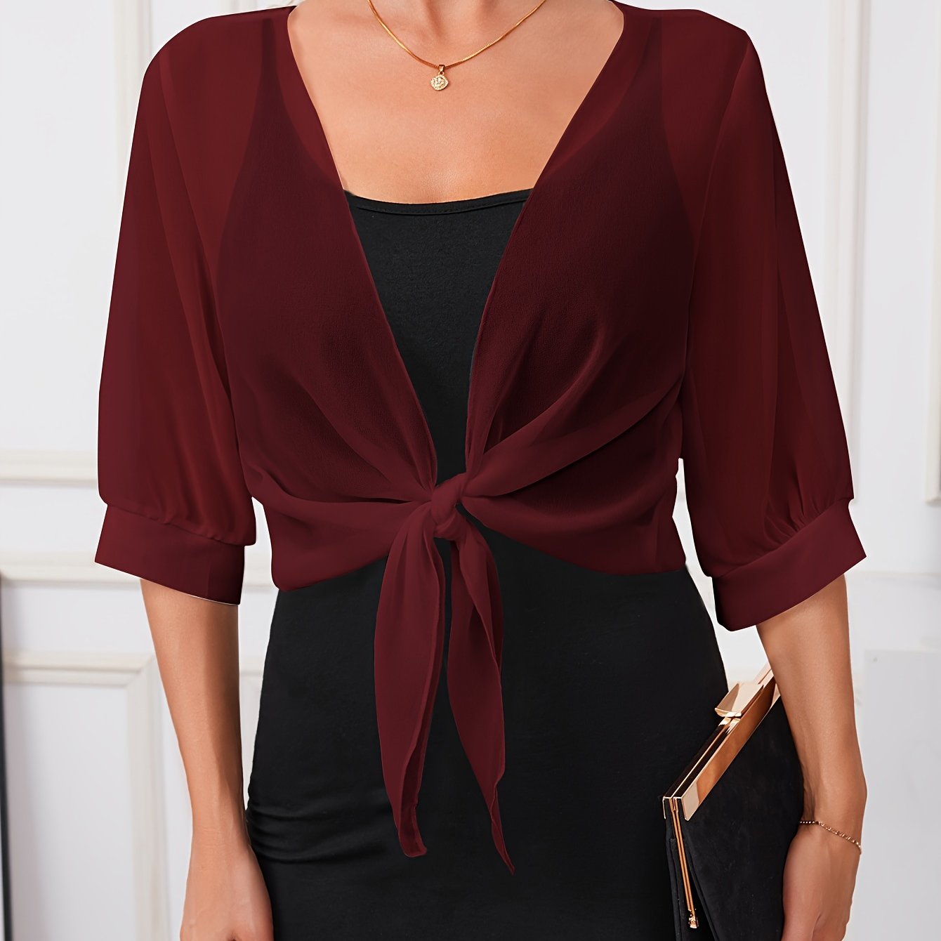 Damen Kleid mit Schal und Hemdjacke