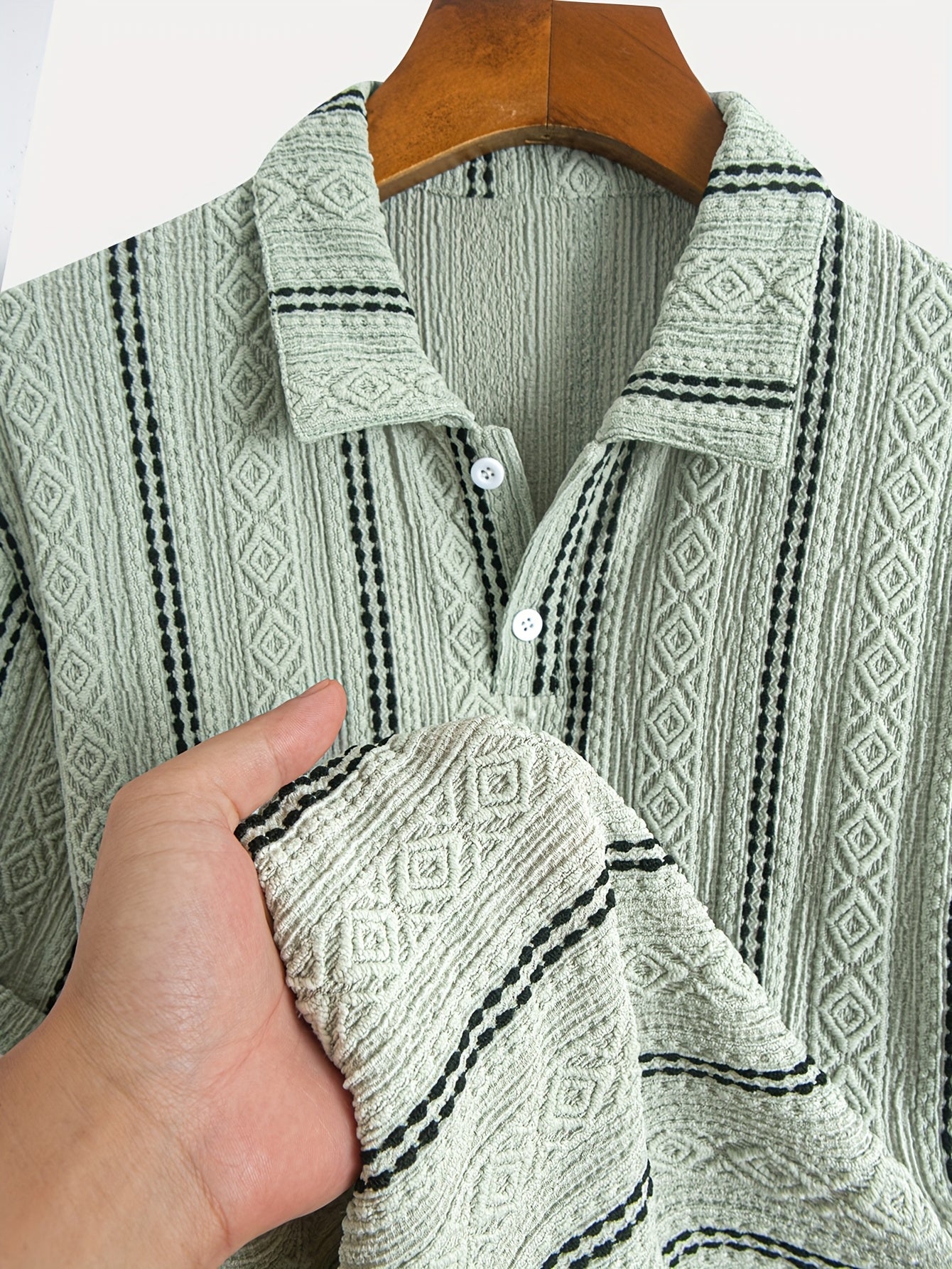 Herren Strick-Poloshirt mit Geometrischem Muster
