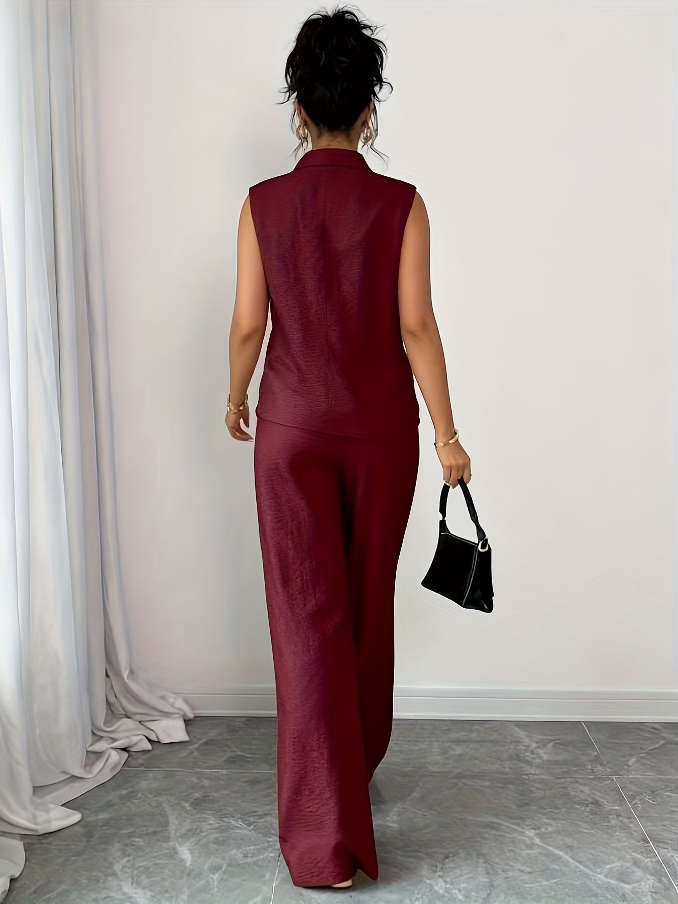 Damen Zweiteiliges Set mit V-Ausschnitt und Gerader Hose