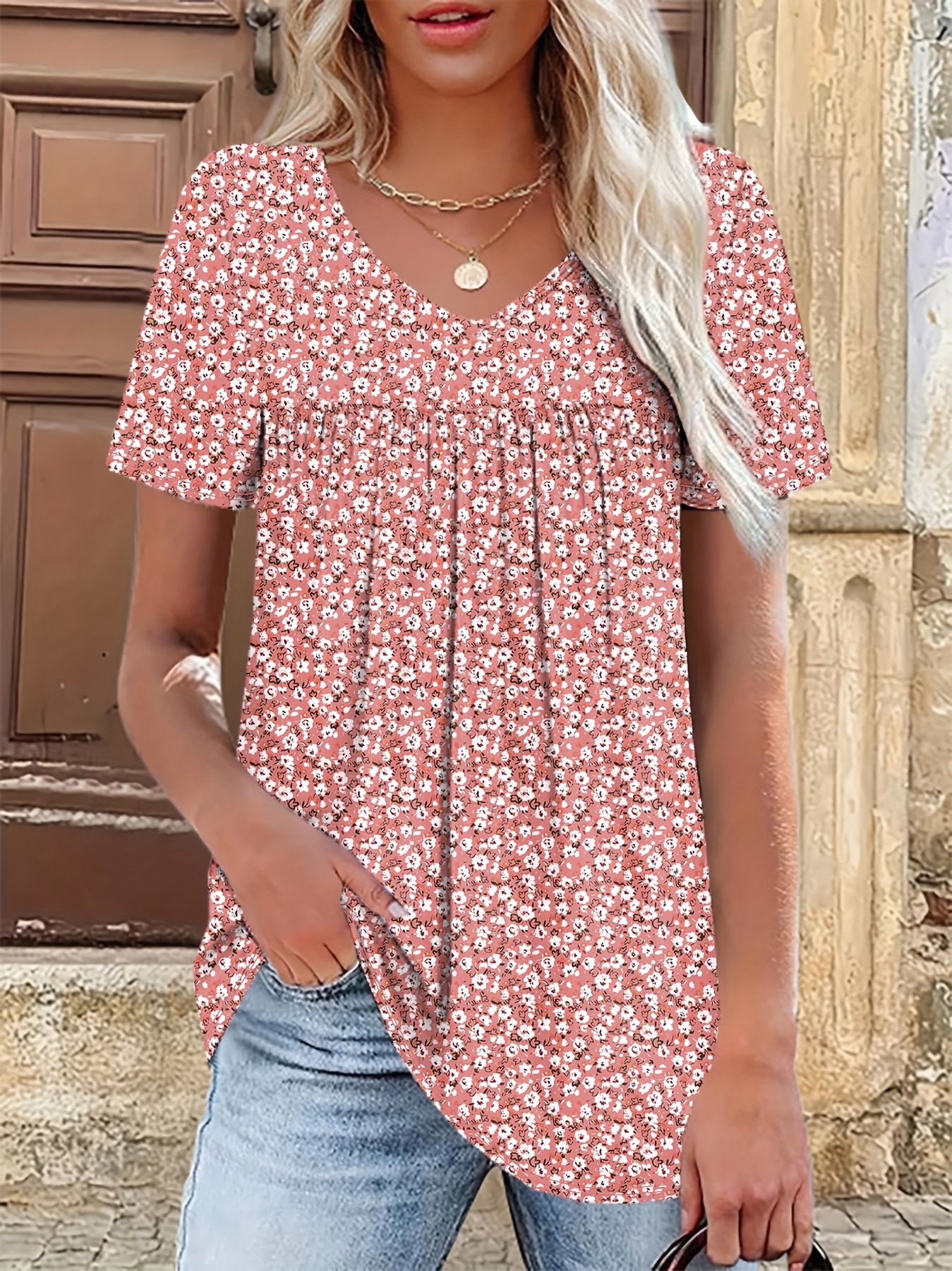 Damen Plus Size T-Shirt – Floraler Print Elegant