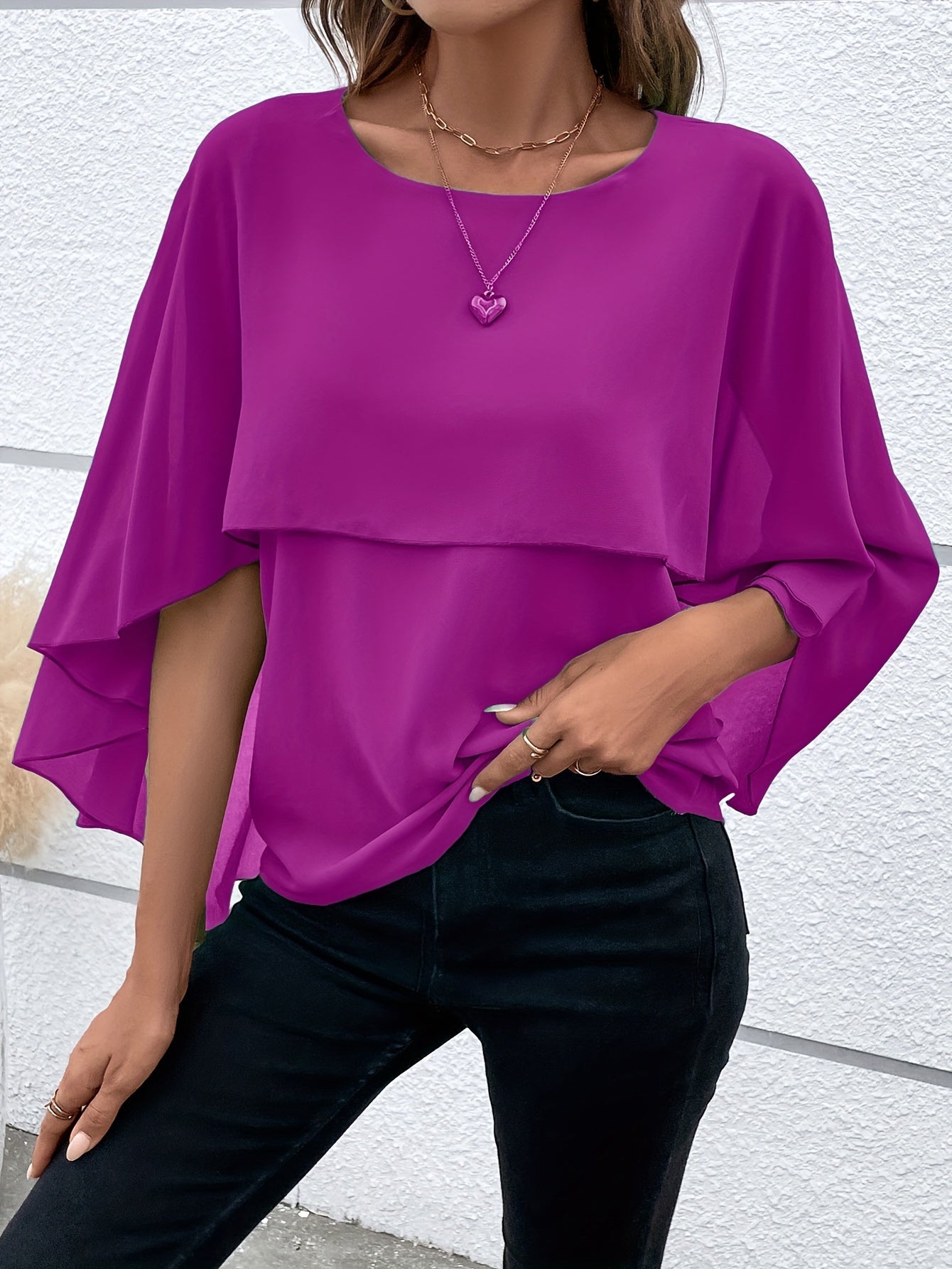 Damen Asymmetrisches Top in Einfarbigem Design