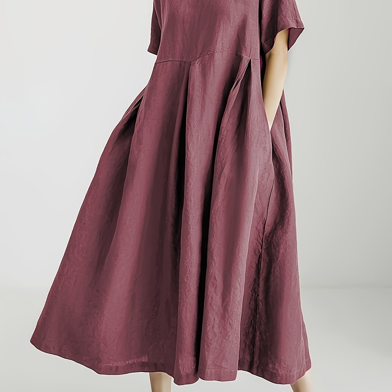 Damen Lockeres Leinenkleid für Frühling und Sommer