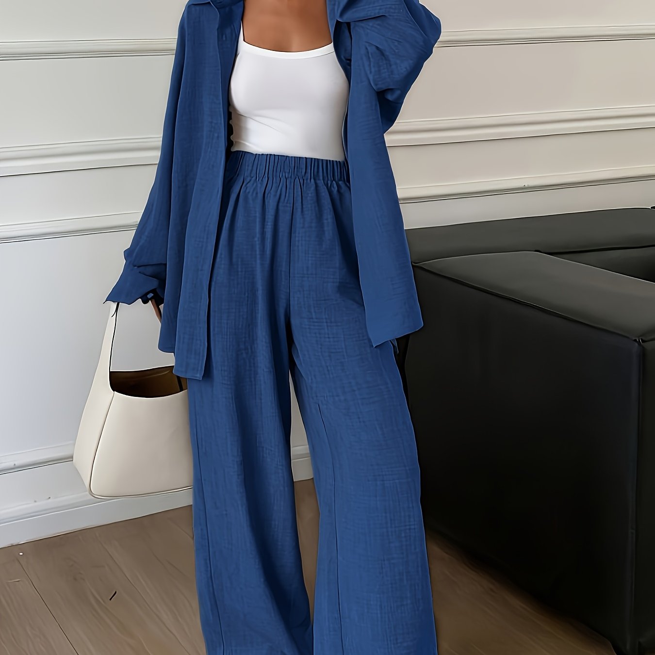 Damen Elegantes Set mit Langarmhemd und Hose