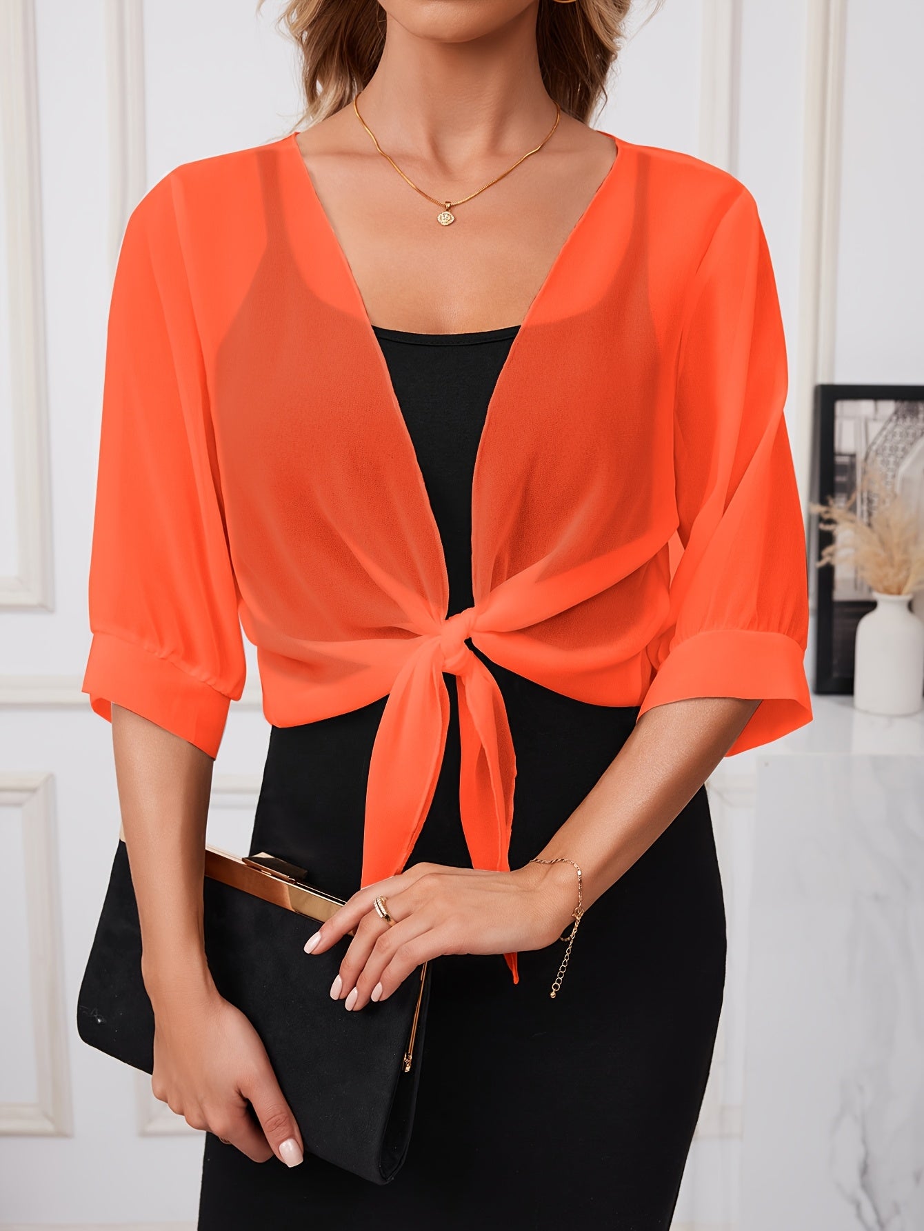 Damen Kleid mit Schal und Hemdjacke