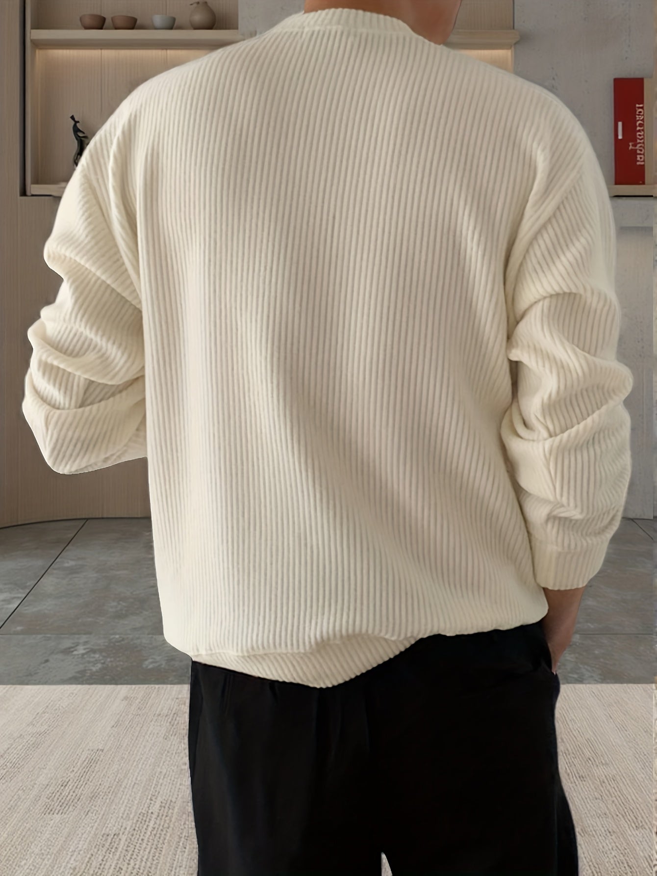Herren Lockerer Strickpullover mit Rundhals