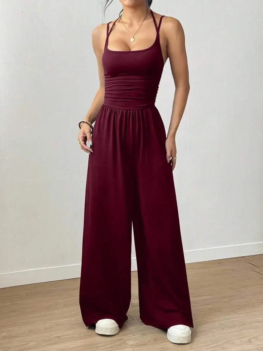 Damen Sommer-Overall mit Neckholder und Geradem Bein