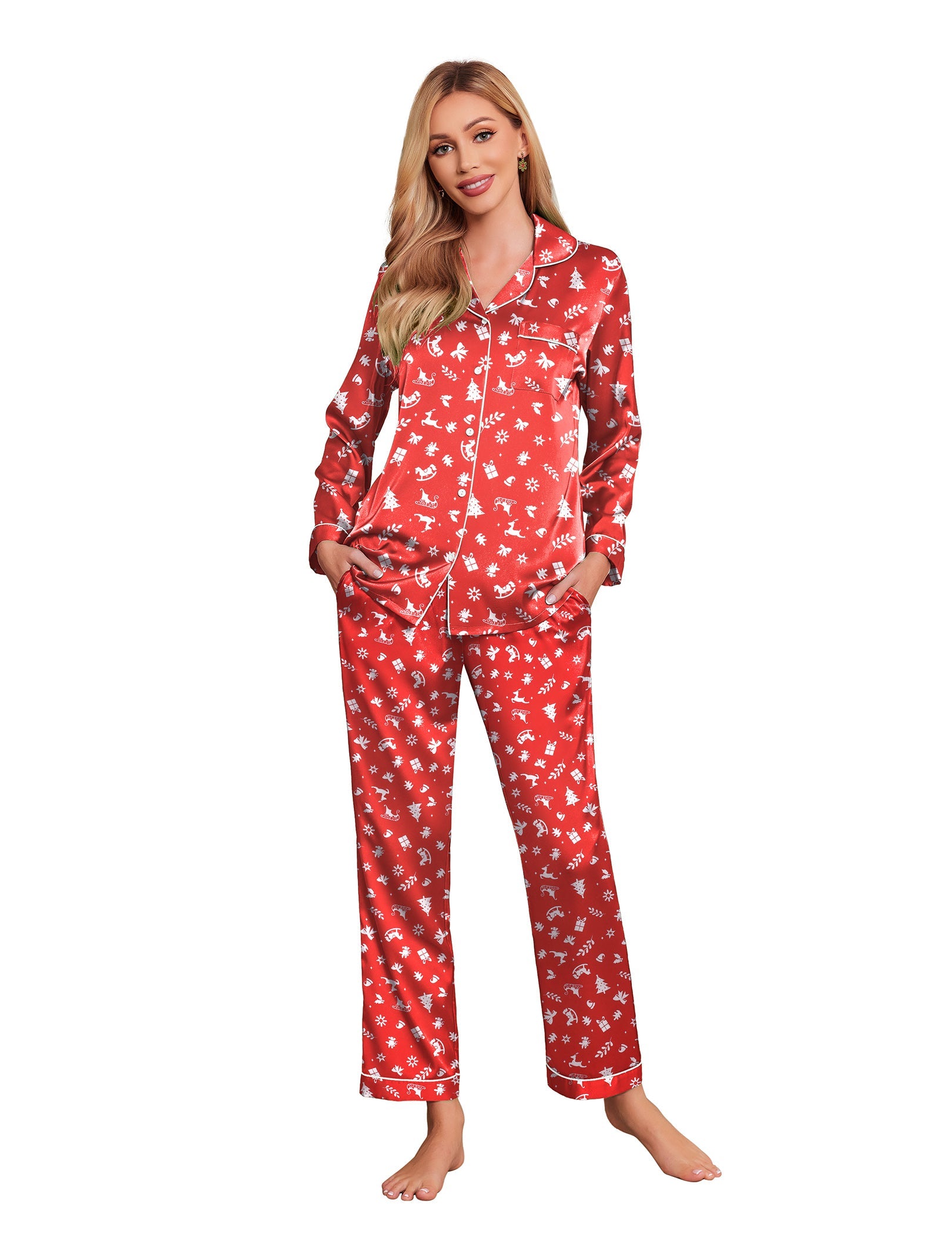 Damen Klassisches Pyjama Set für Zuhause