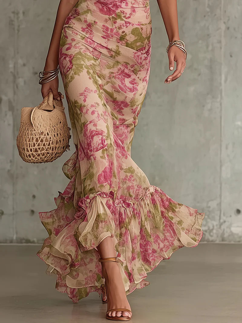 Patricia Damen Maxikleid – Floral & Elegant mit Ärmeln