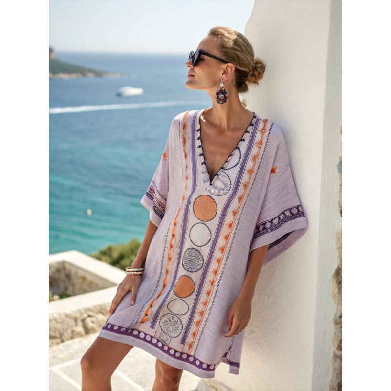 Damen Besticktes Boho Kaftankleid