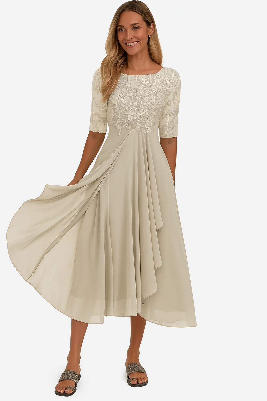 Greta | Damen Sommer A Linie Midi Kleid