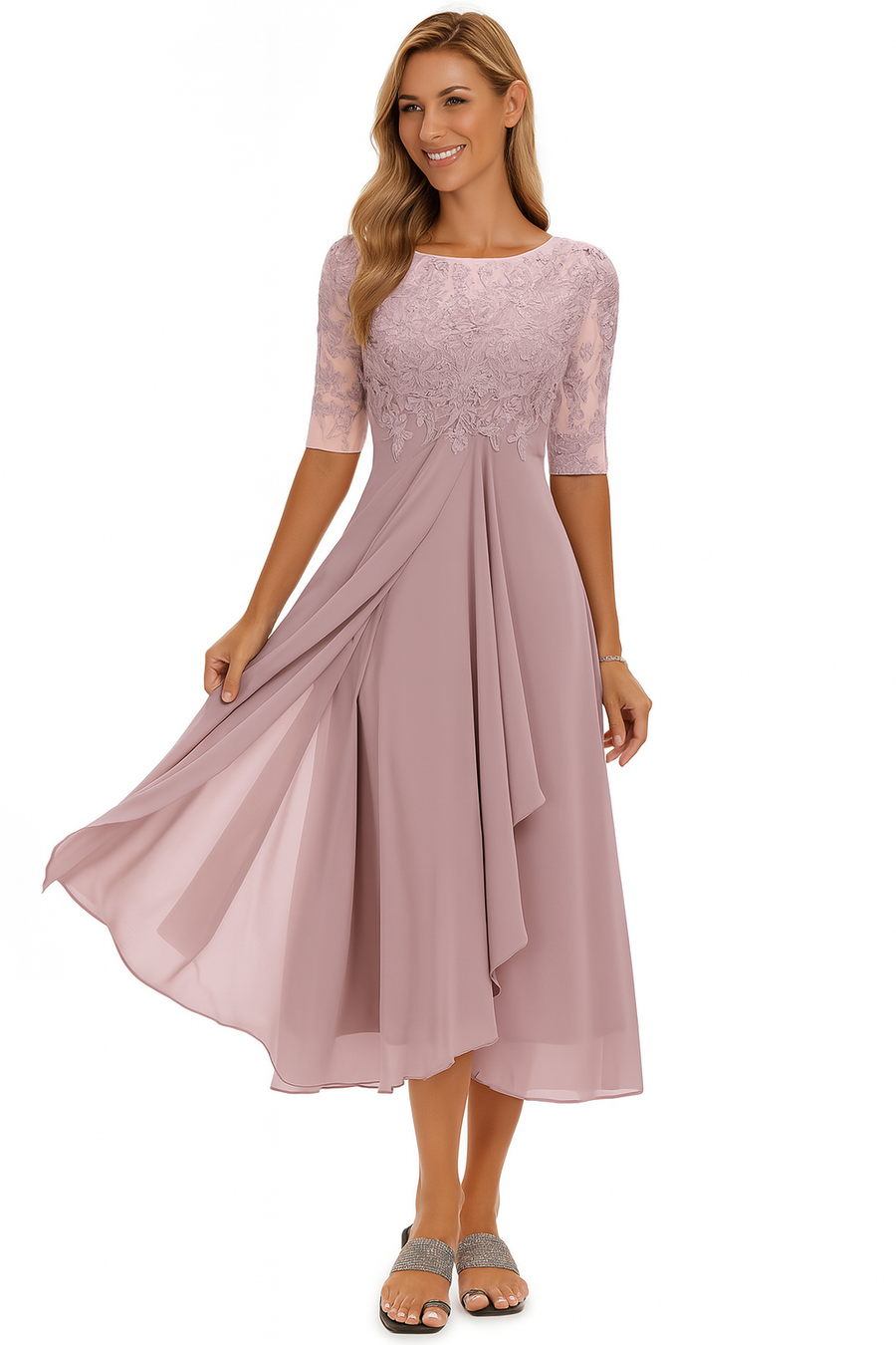 Greta | Damen Sommer A Linie Midi Kleid