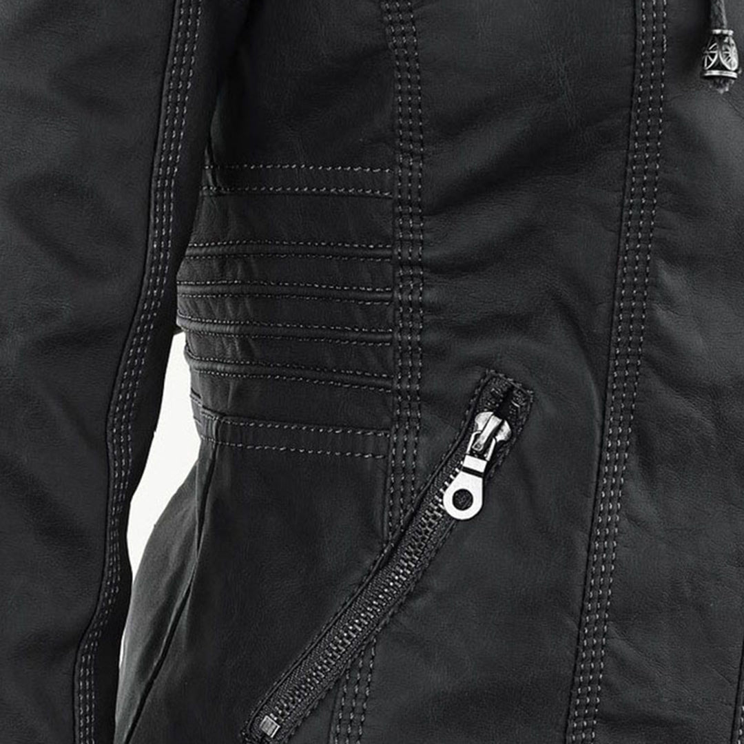 Damen Wetterfeste Lederlook-Jacke mit Kapuze