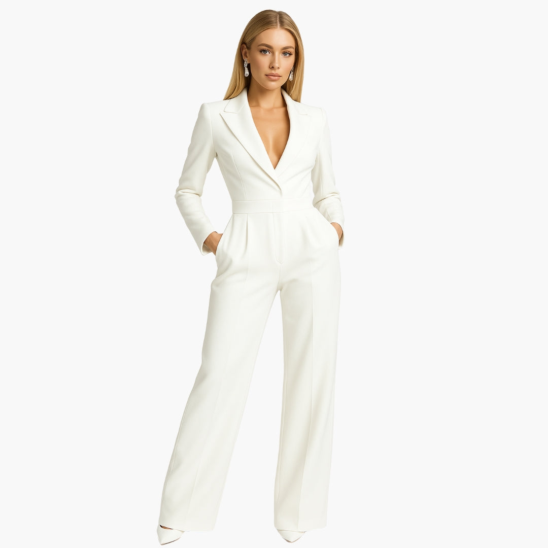 Damen Jumpsuit – Wickeloptik & Taillierter Schnitt