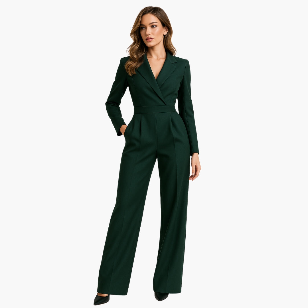 Damen Jumpsuit – Wickeloptik & Taillierter Schnitt