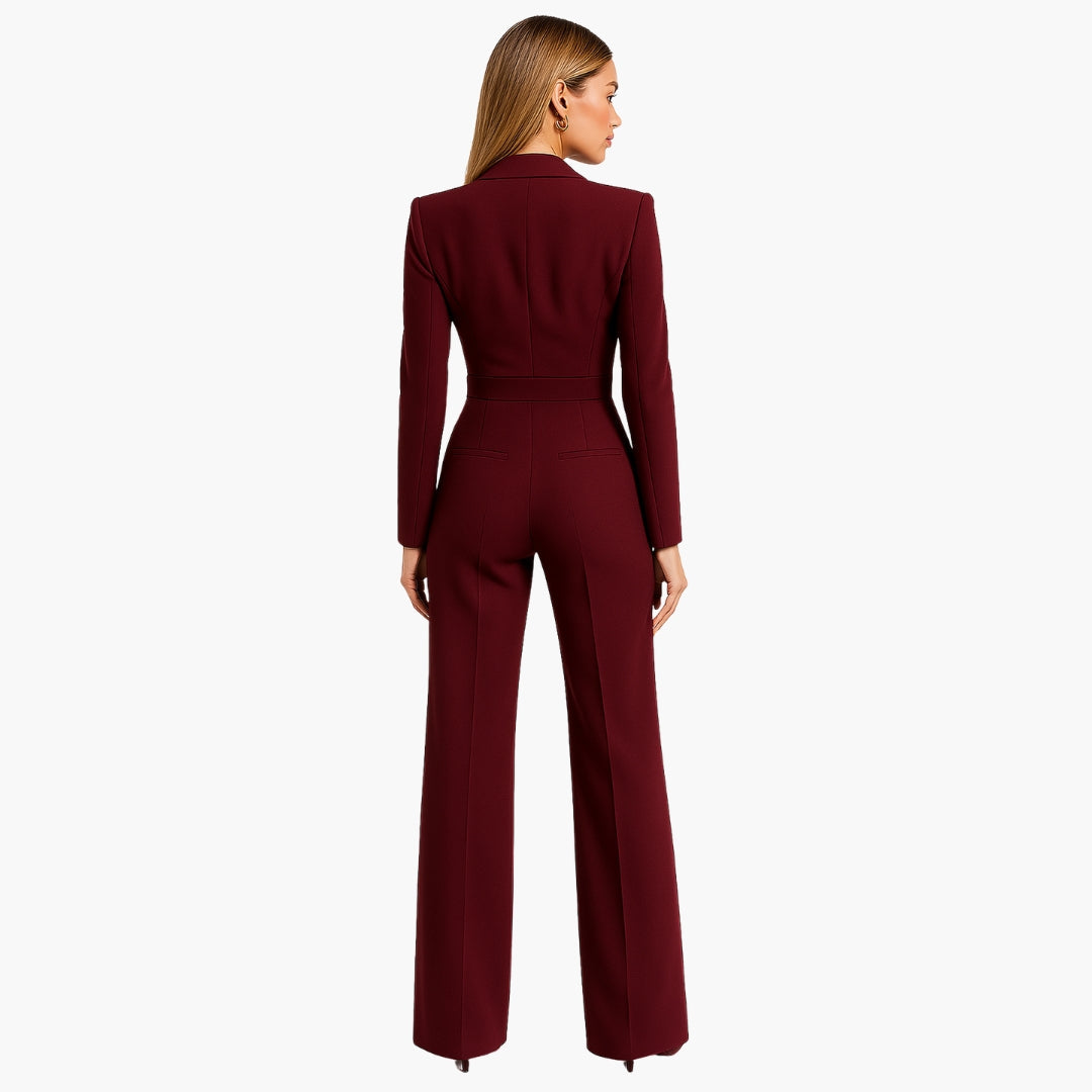 Damen Jumpsuit – Wickeloptik & Taillierter Schnitt