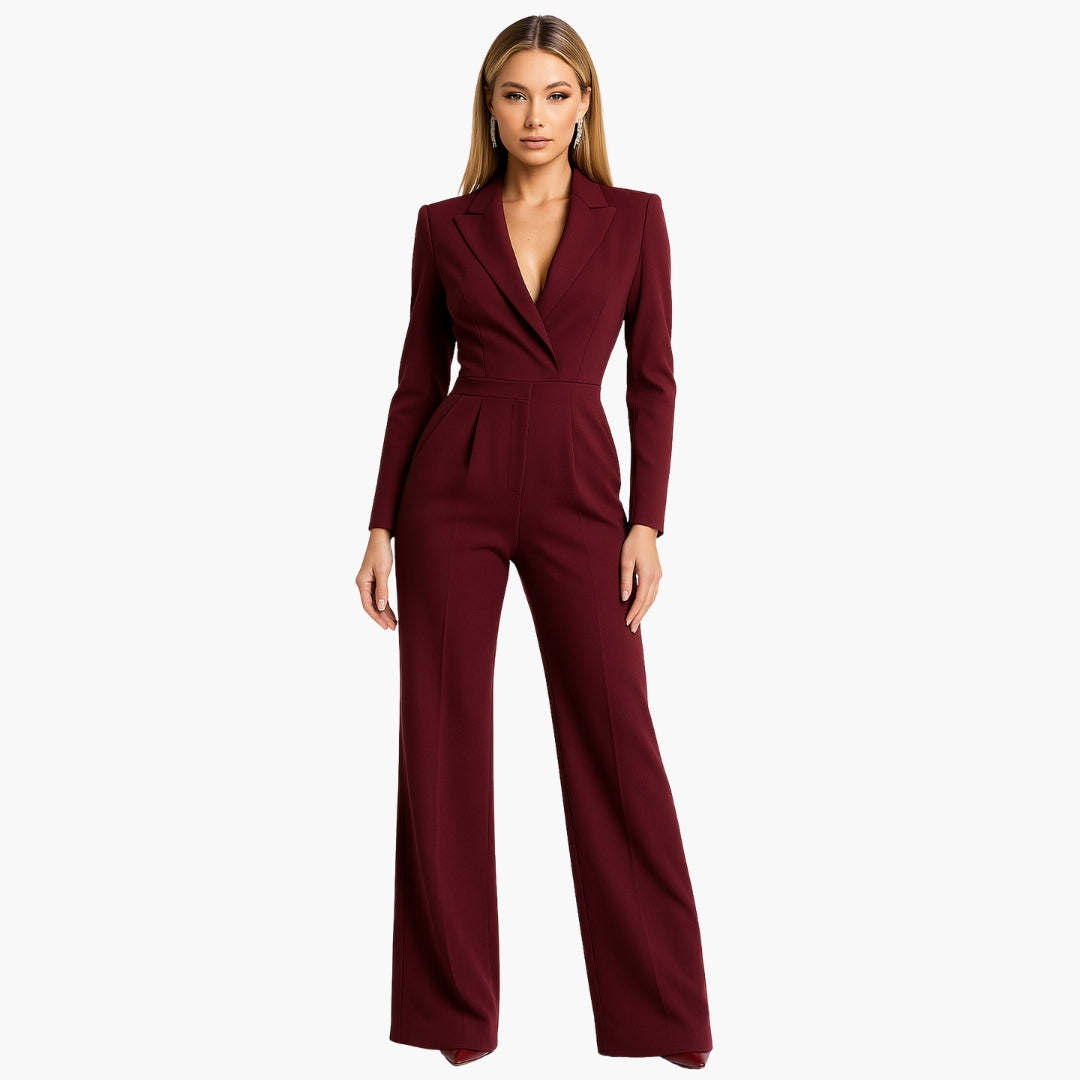 Damen Jumpsuit – Wickeloptik & Taillierter Schnitt
