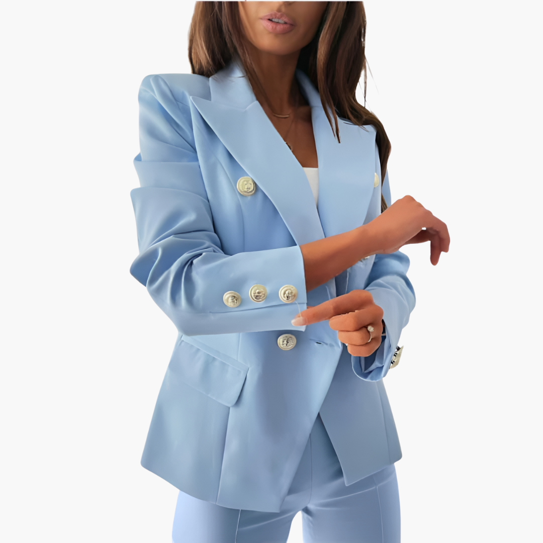 Damen Kostümset mit Strukturblazer und gerader Hose