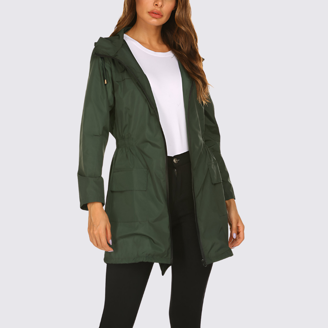 Damen Jacke mit Kapuze – Reißverschluss Jacke – Lang Geschnitten