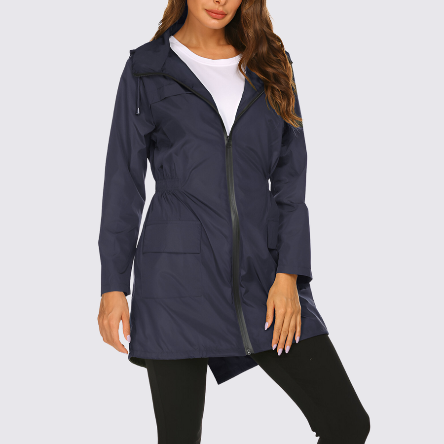 Damen Jacke mit Kapuze – Reißverschluss Jacke – Lang Geschnitten
