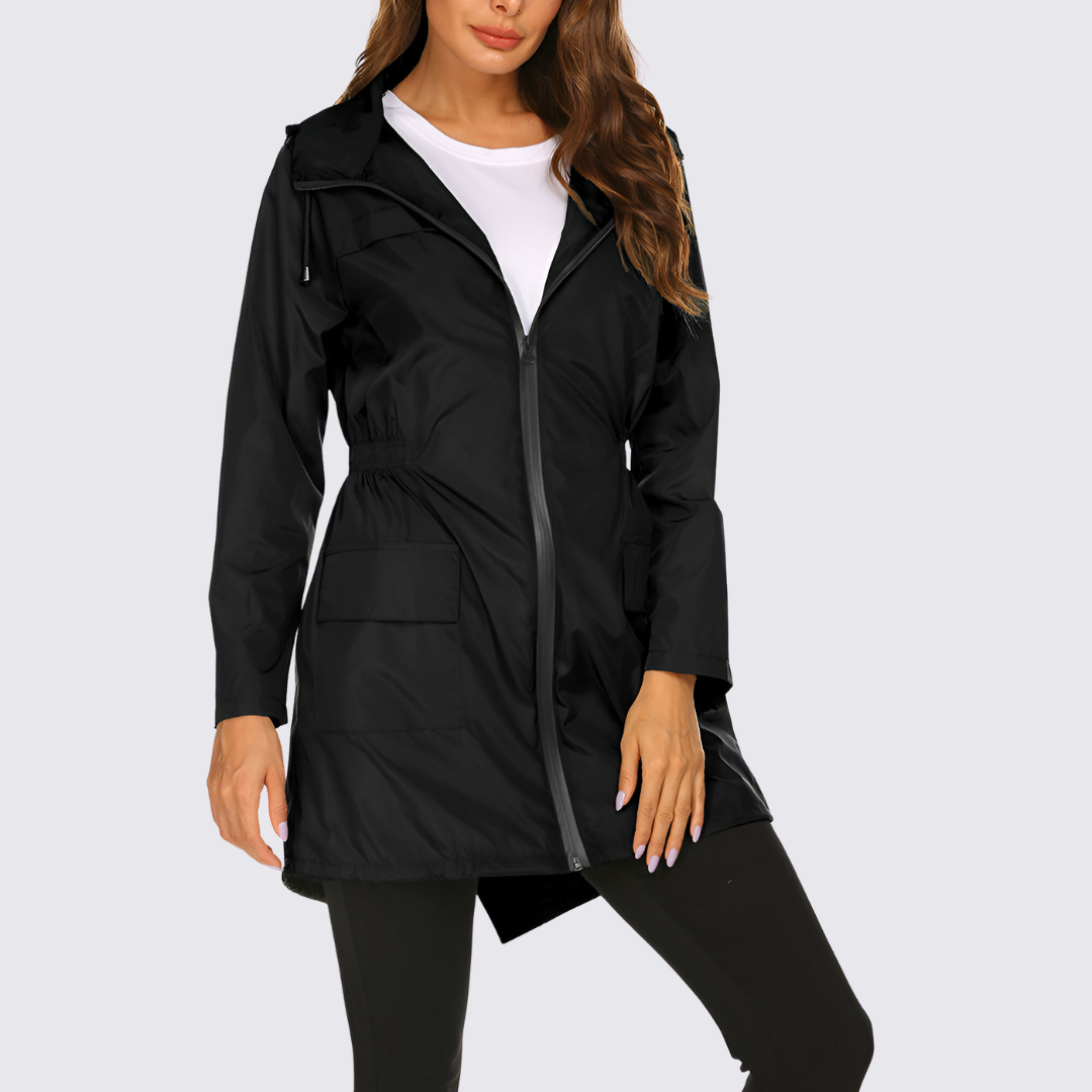 Damen Jacke mit Kapuze – Reißverschluss Jacke – Lang Geschnitten