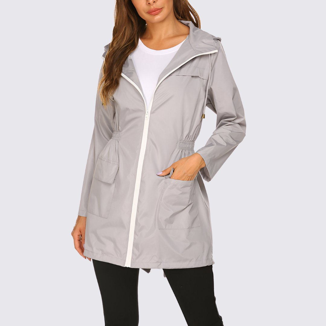Damen Jacke mit Kapuze – Reißverschluss Jacke – Lang Geschnitten